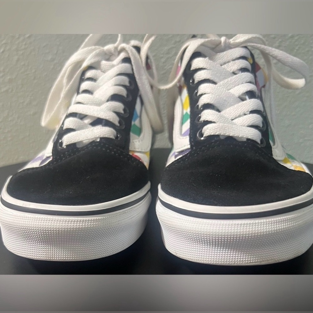 VANS Off The Wall Old Skool Rainbow Pride Checkerboard Lace Up Skater Sneakers - Picture 5 of 13